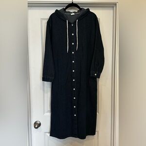 VTG Denim Hoodie Button Up Midi-dress Shacket BDNZX Fashion Jeans Size 6